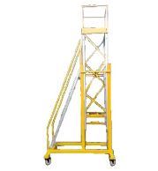 Model No. 10110 Aluminium Trolley Step Ladder Extendable for Warehouse and Industrial Access Use, Professional Mobile Ladder for Picking, Maintenance, Storage and Working Tasks 